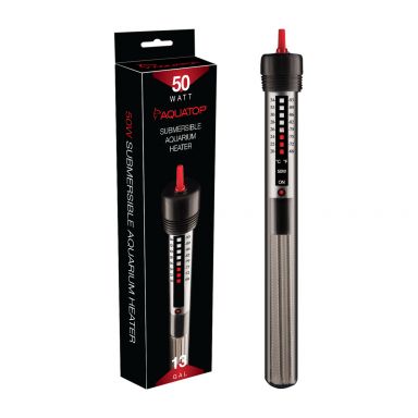 AQUATOP 50W Submersible Glass Heater - Adjustable Temperature 68-93F - Tanks up to 13 Gal, GH-50W